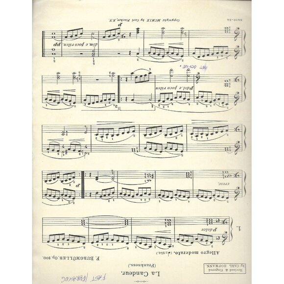 Burgmüller Op 100 25 Easy Progressive Studies Piano Carl Fischer Vintage - Picture 4 of 4